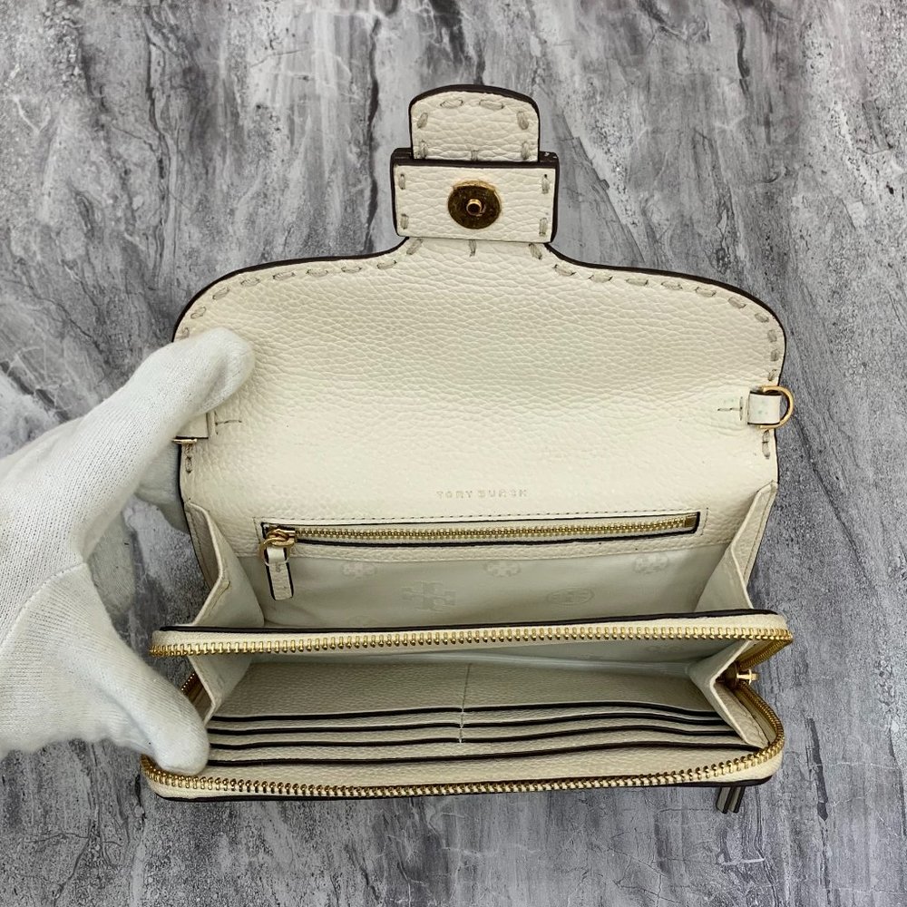 Tory Burch McGraw Floral Flap Wallet Fold Over Leather Crossbody Bag - Picture 5 of 11